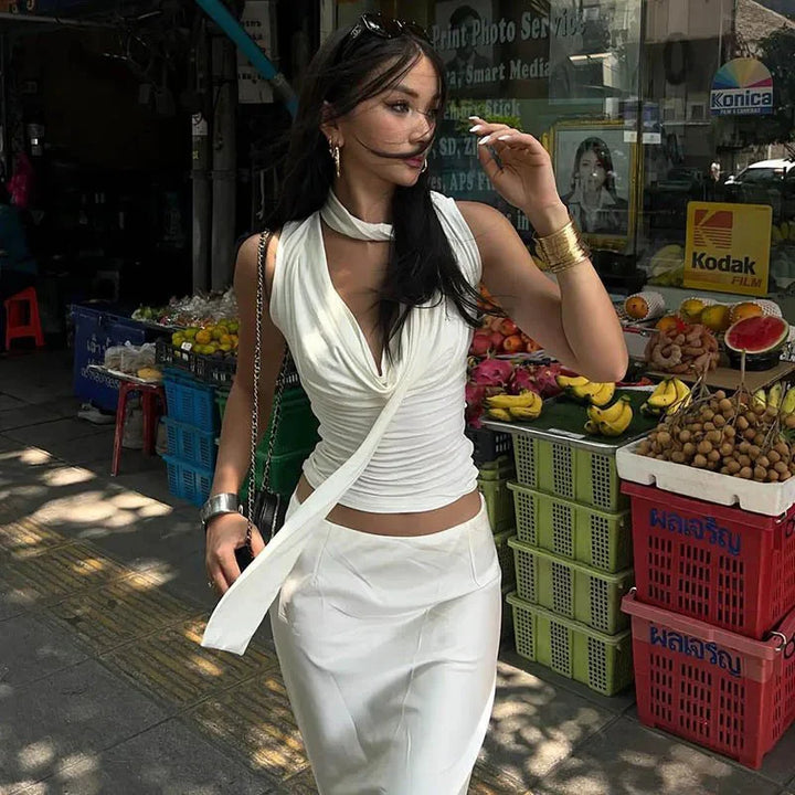 Lydia Neck Tie Sleeveless Top