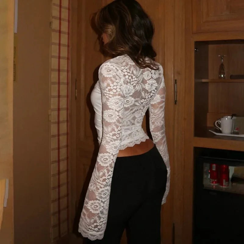 Nadine Lace Flare Sleeve Top