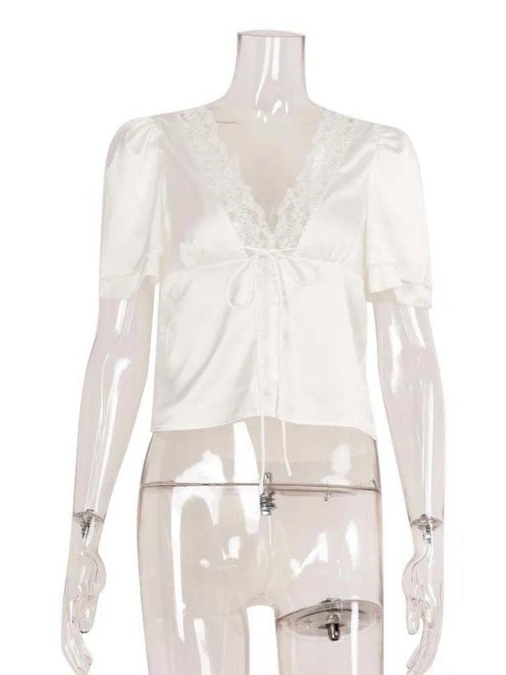 Nathalie Satin Lace Blouse