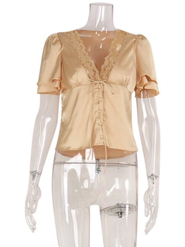 Nathalie Satin Lace Blouse