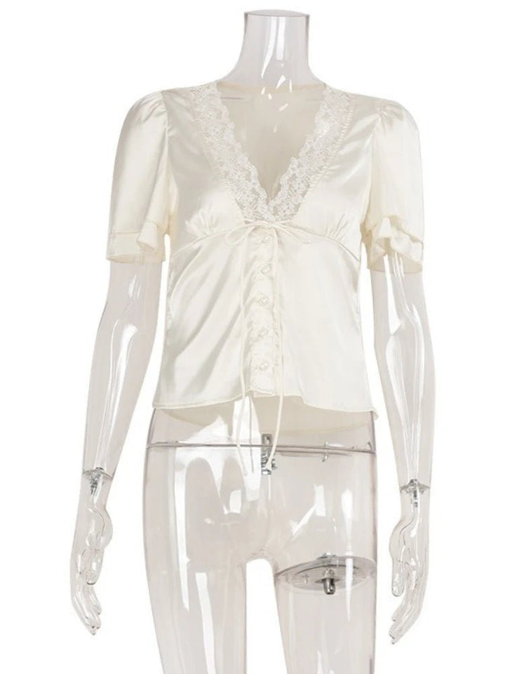 Nathalie Satin Lace Blouse