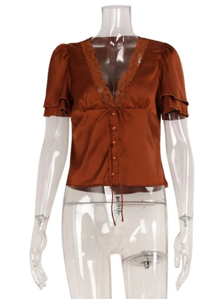 Nathalie Satin Lace Blouse