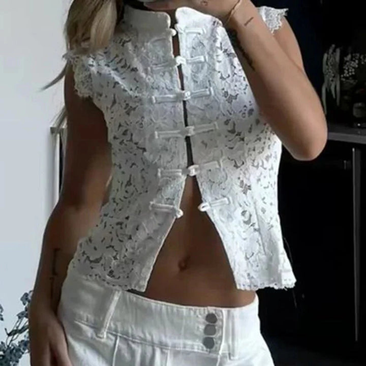 Odessa Sleeveless Lace Hollow Blouse