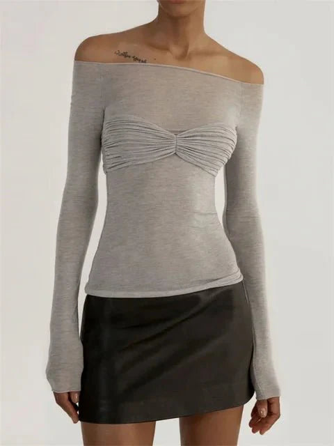 Sara Sheer Mesh Off-Shoulder Top