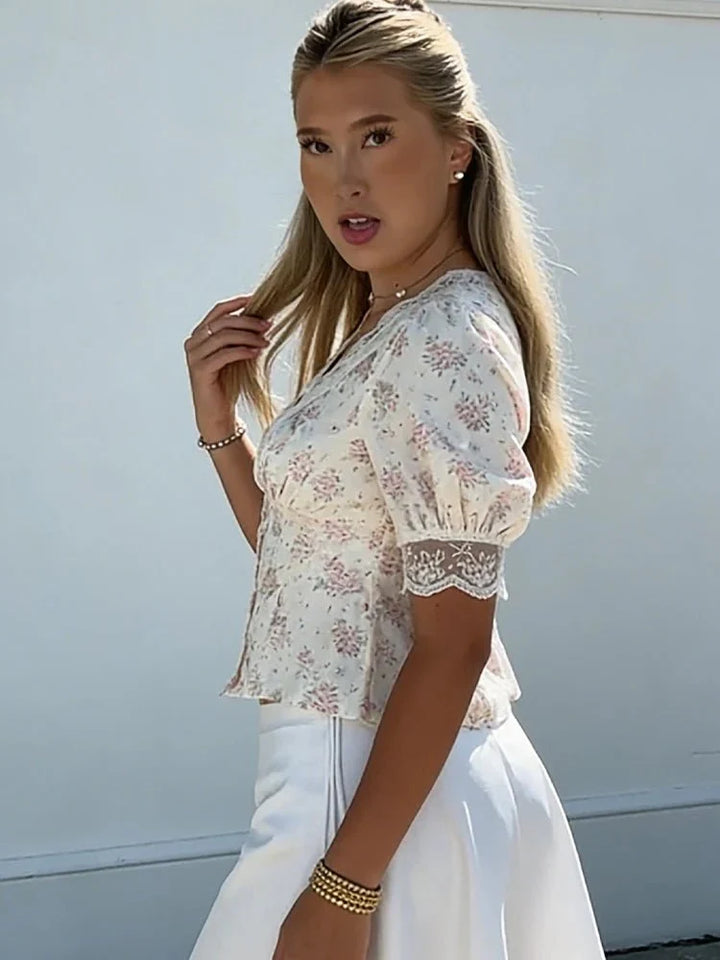 Solana Plus Size Floral Satin Blouse