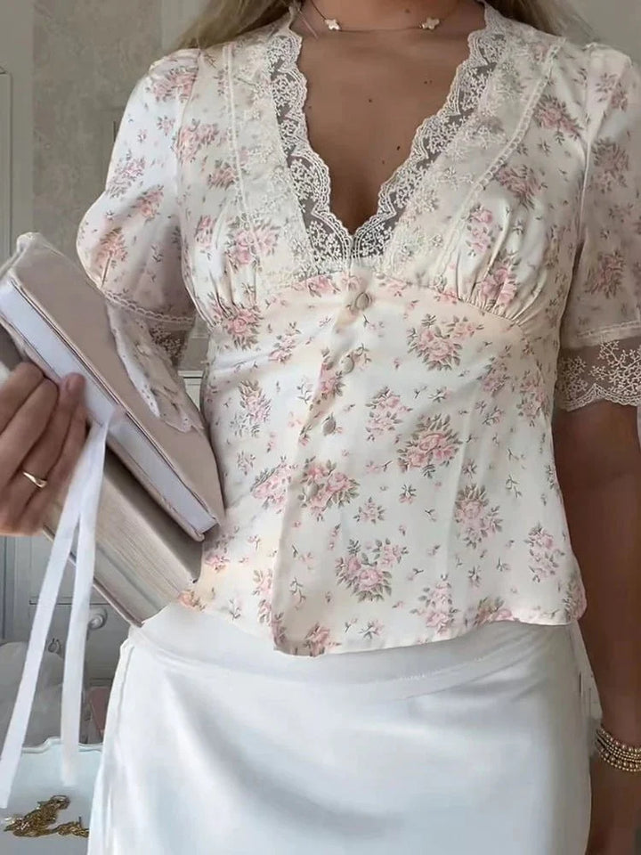 Solana Plus Size Floral Satin Blouse