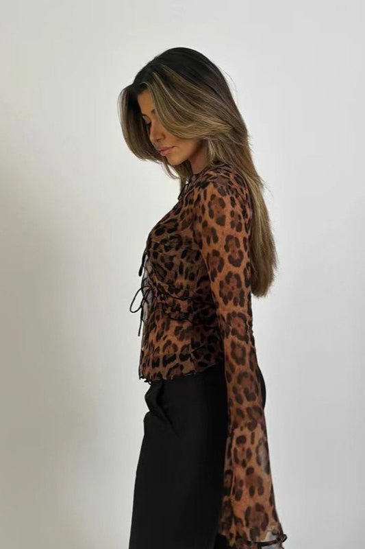 Vanessa Sheer Leopard Mesh Blouse
