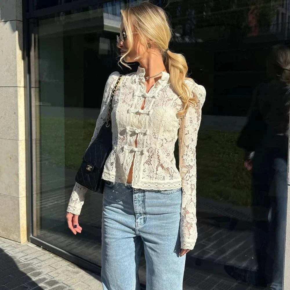 Suzan Long Sleeve Lace Blouse
