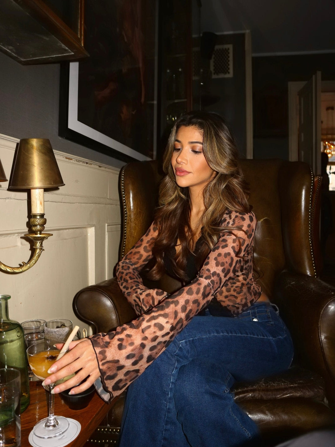 Everly Leopard Mesh Top