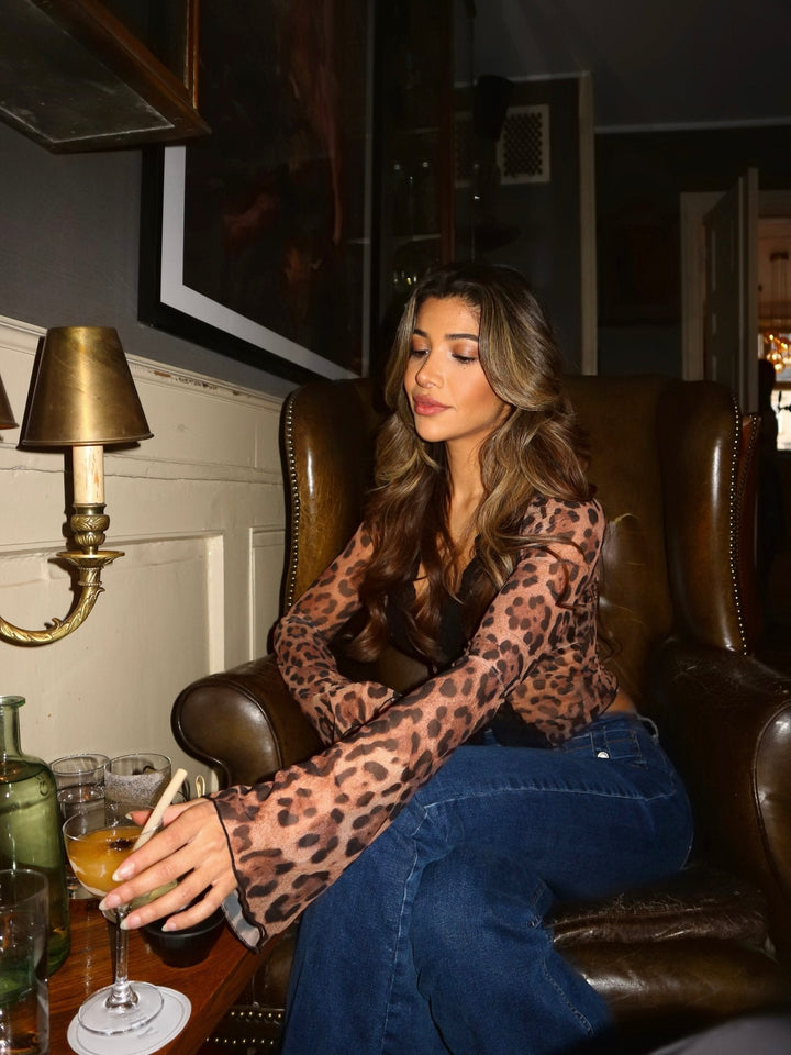 Everly Leopard Mesh Top