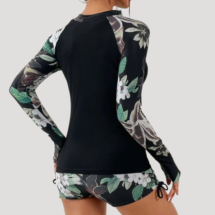 Solange Floral Sleeve Rash Guard Swim Set