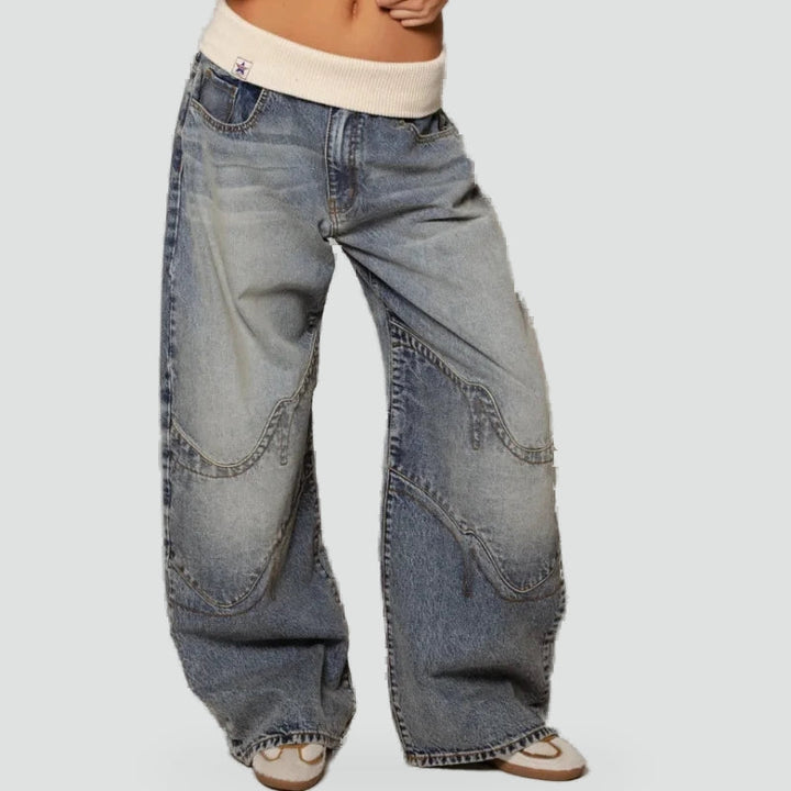 Dahlia Panelled Barrel-Leg Jeans