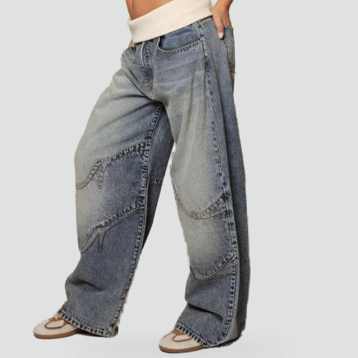Dahlia Panelled Barrel-Leg Jeans