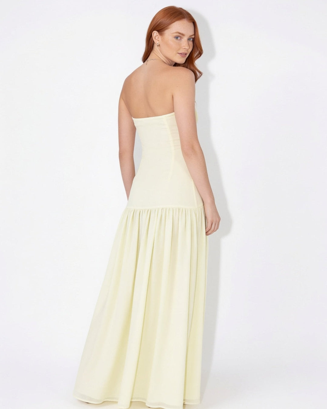 Nayeli Strapless Sheer Split Maxi Dress