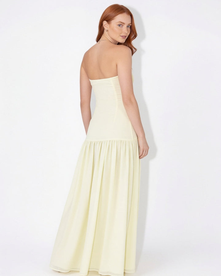 Nayeli Strapless Sheer Split Maxi Dress