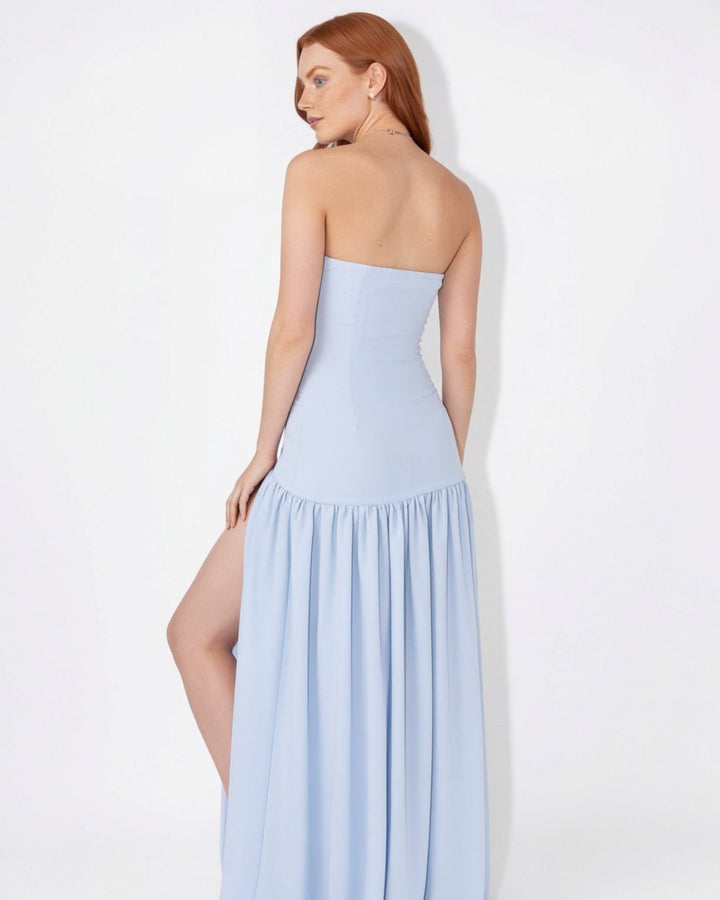 Nayeli Strapless Sheer Split Maxi Dress