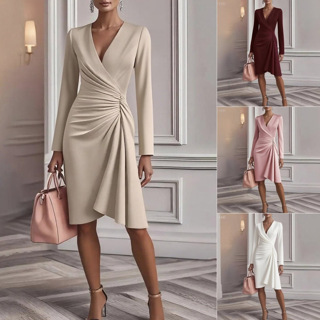Colette Ruched Wrap Midi Dress