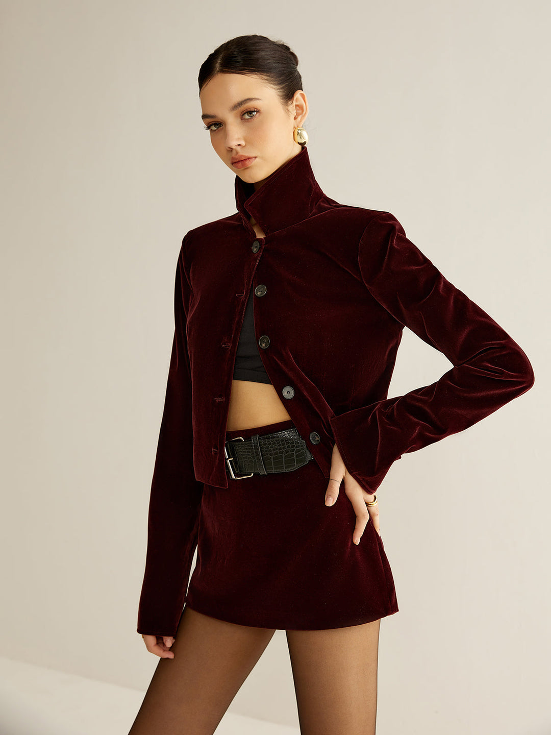 Bambi Belted Button Front Blazer