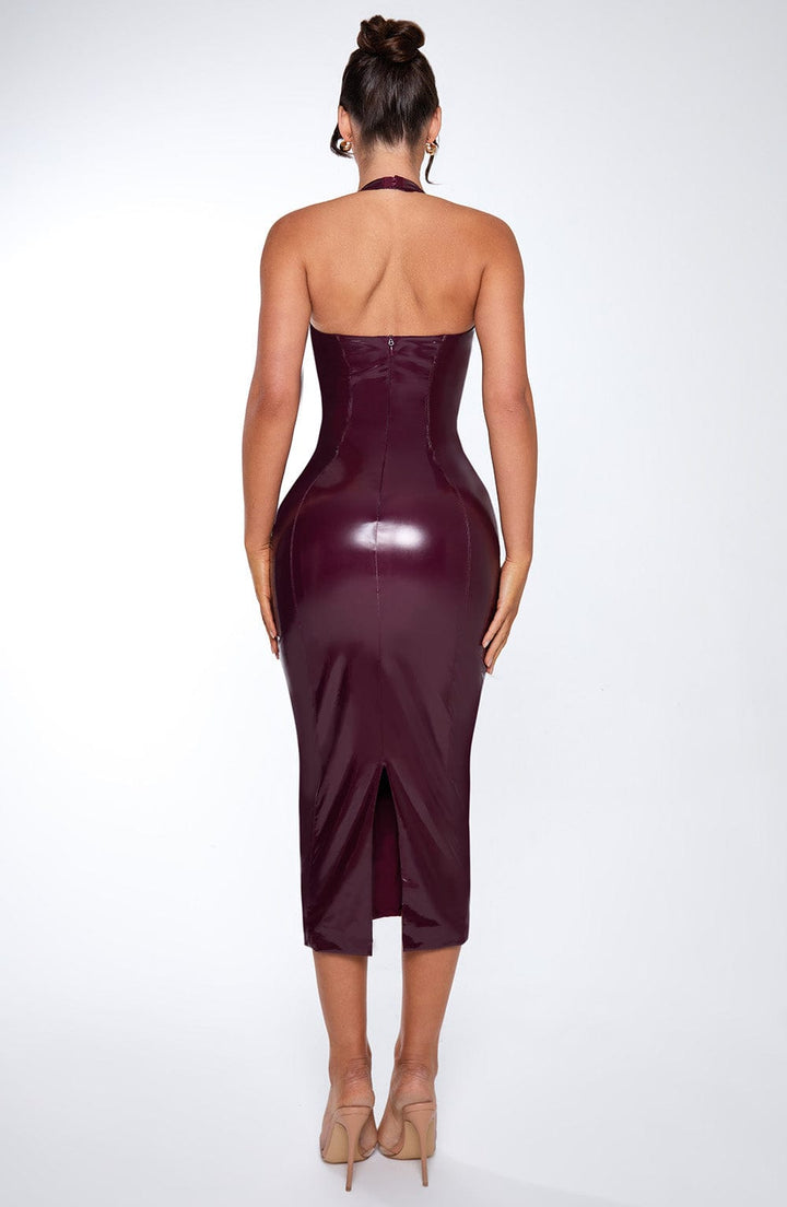 Christy Gloss Halter Midi Dress