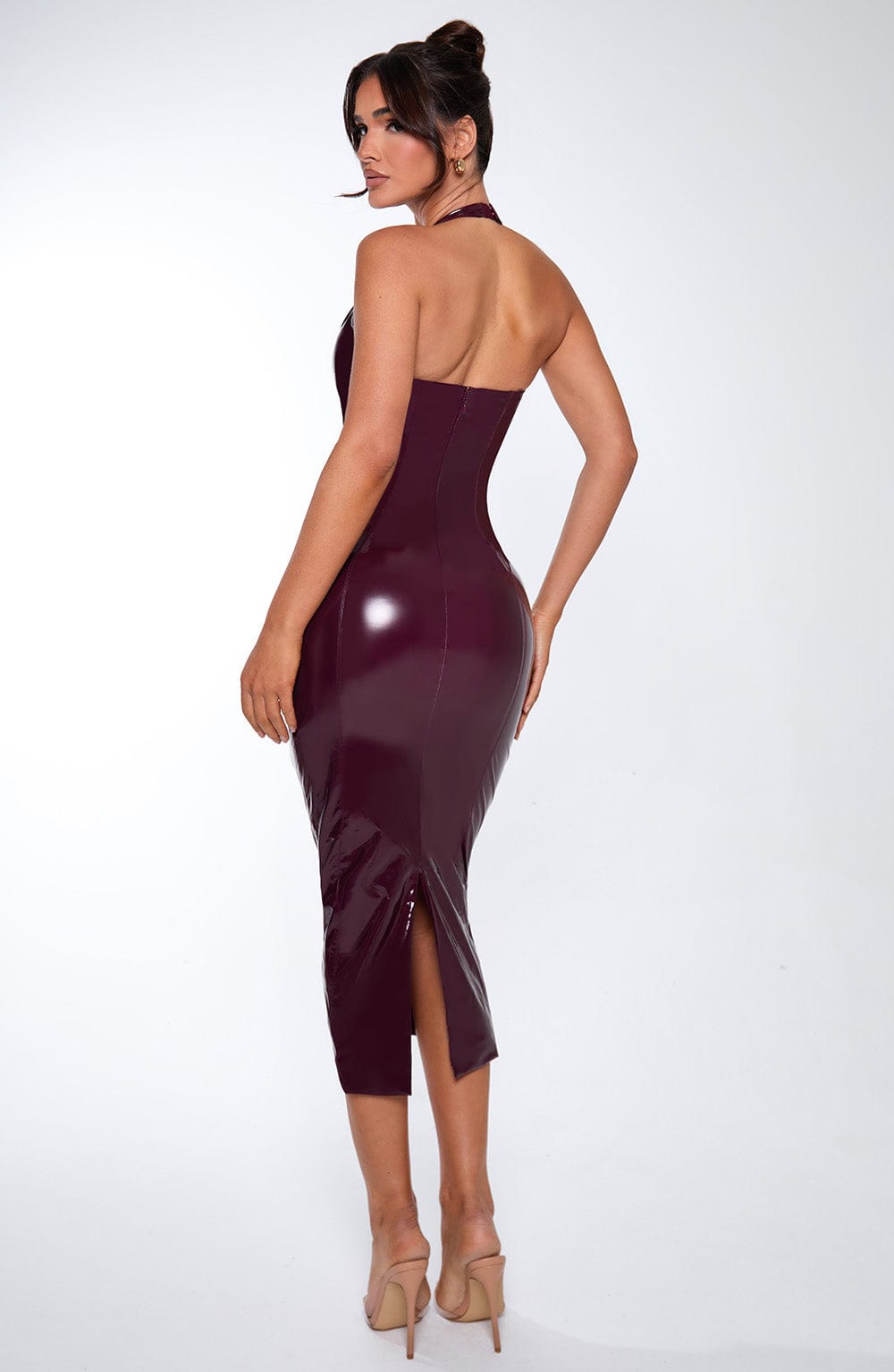 Christy Gloss Halter Midi Dress