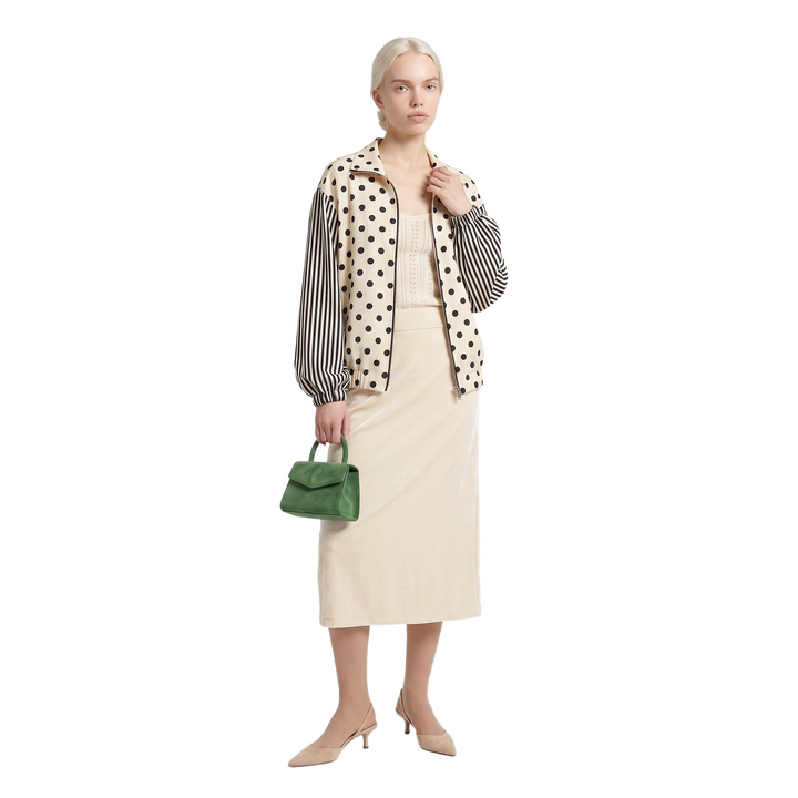 Ottoline Refined Polka Dot Zip-Up Jacket