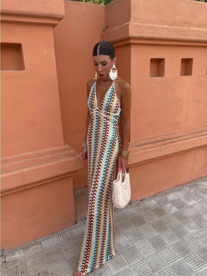 Serenelle Halter Knit Maxi Dress