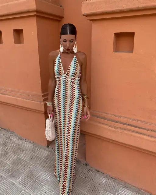 Serenelle Halter Knit Maxi Dress
