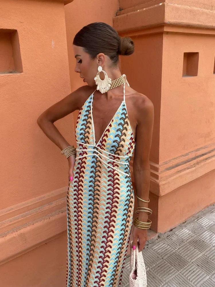 Serenelle Halter Knit Maxi Dress