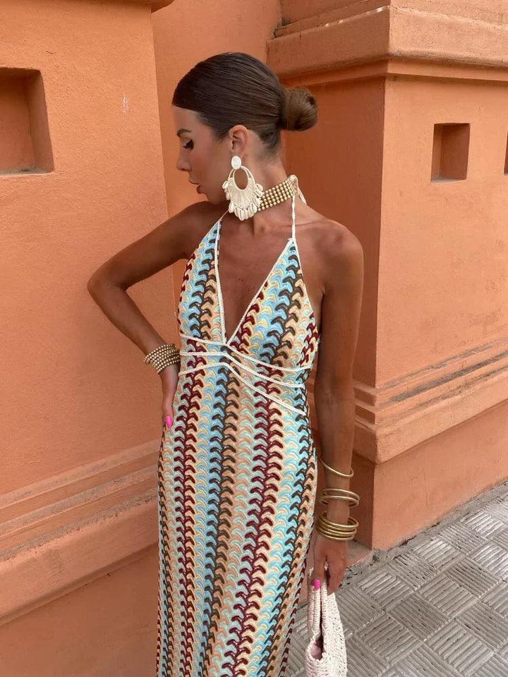 Serenelle Halter Knit Maxi Dress