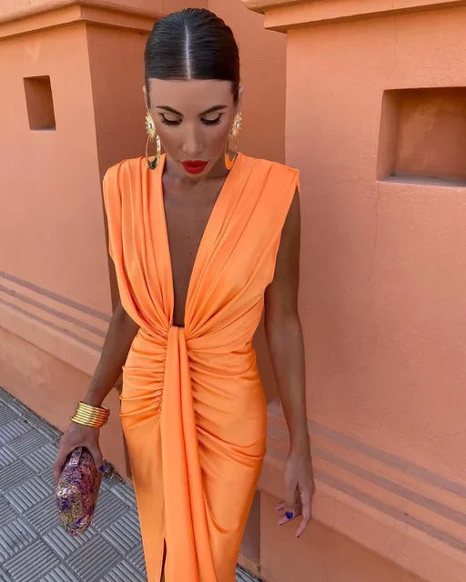 Tallulah Draped Slit Maxi Dress