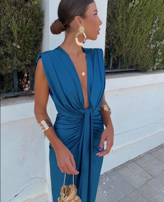 Tallulah Draped Slit Maxi Dress