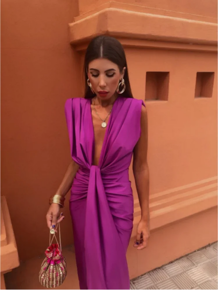 Tallulah Draped Slit Maxi Dress