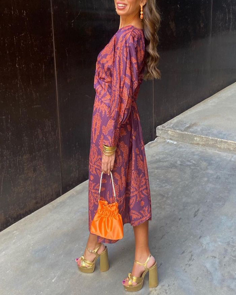 Stormi Printed Twist Midi Dress