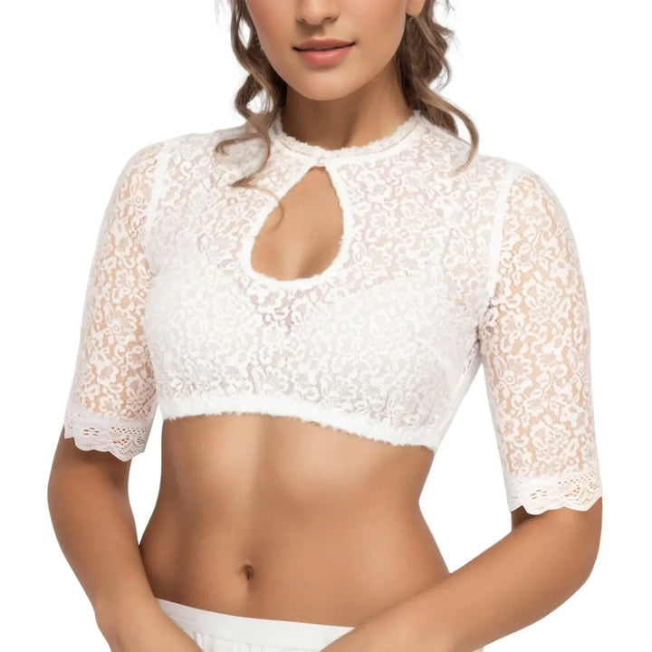 Monika Keyhole Trim Dirndl Blouse