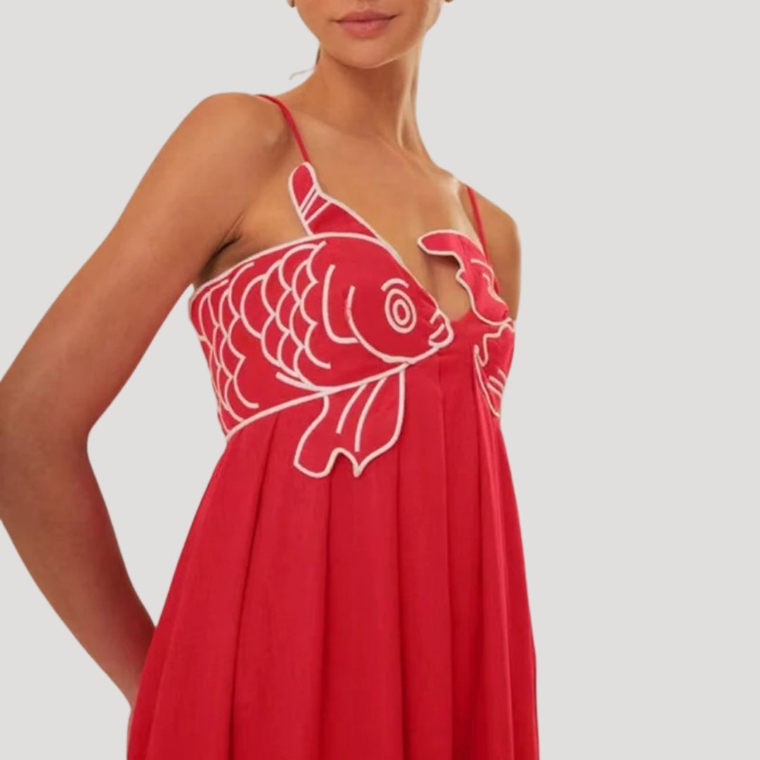 Azurea Embroidered Slip Maxi Dress