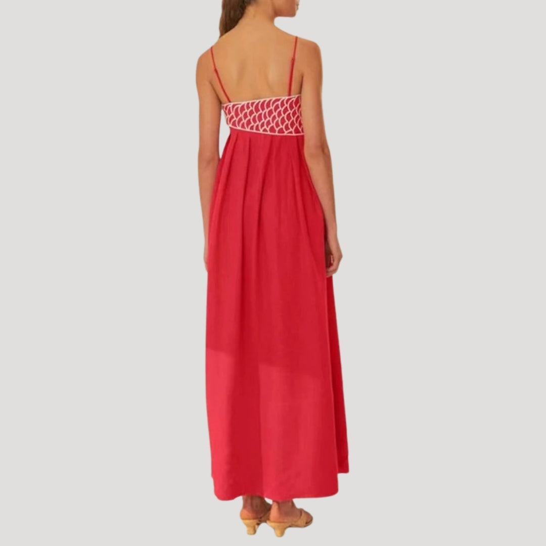Azurea Embroidered Slip Maxi Dress