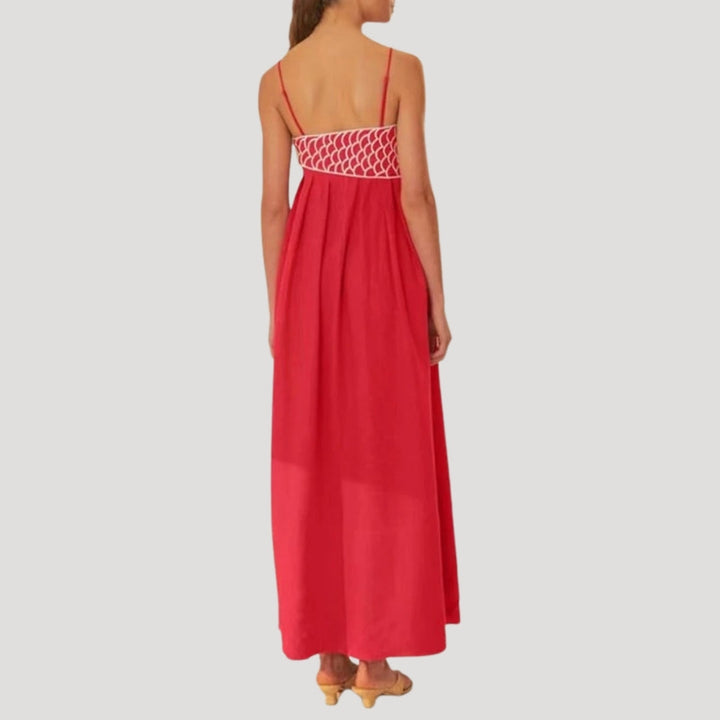 Azurea Embroidered Slip Maxi Dress