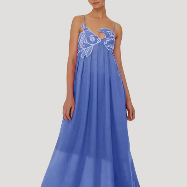 Azurea Embroidered Slip Maxi Dress