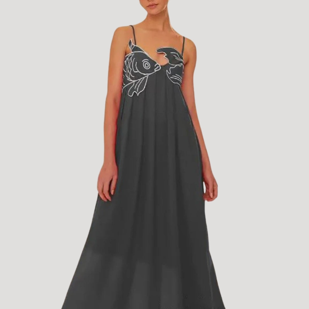 Azurea Embroidered Slip Maxi Dress