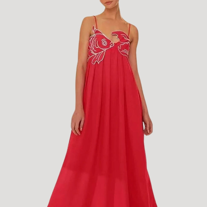 Azurea Embroidered Slip Maxi Dress