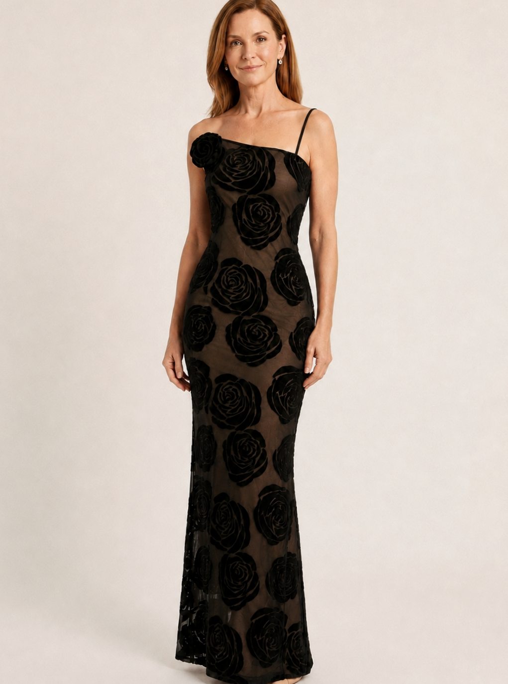 Eden Floral Appliqué Strappy Maxi Dress