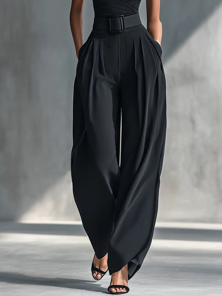 Indira One Shoulder Belted Jumpsuit