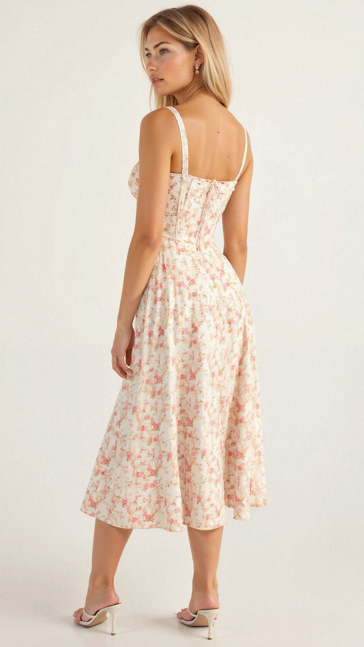 Floral Corset Midi Dress