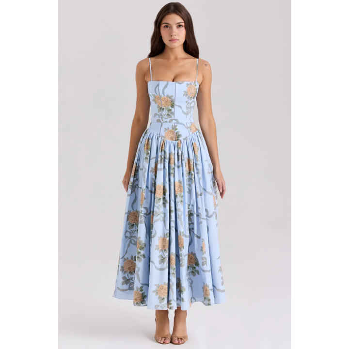 Zelda Printed Corset Midi Dress