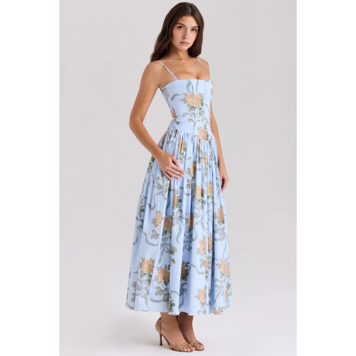 Zelda Printed Corset Midi Dress