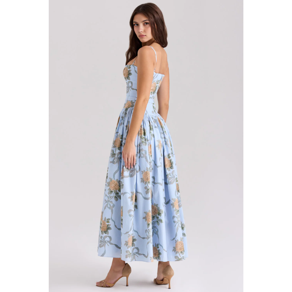Zelda Printed Corset Midi Dress