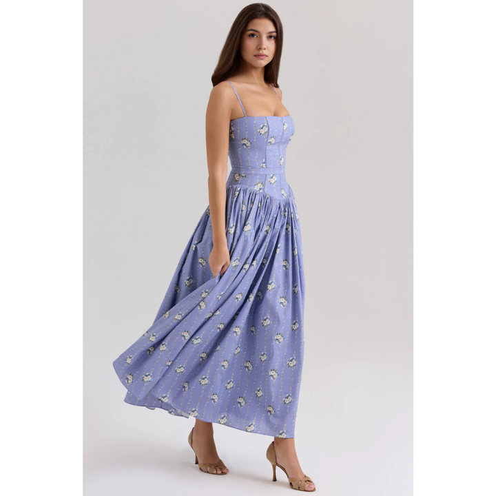 Zelda Printed Corset Midi Dress