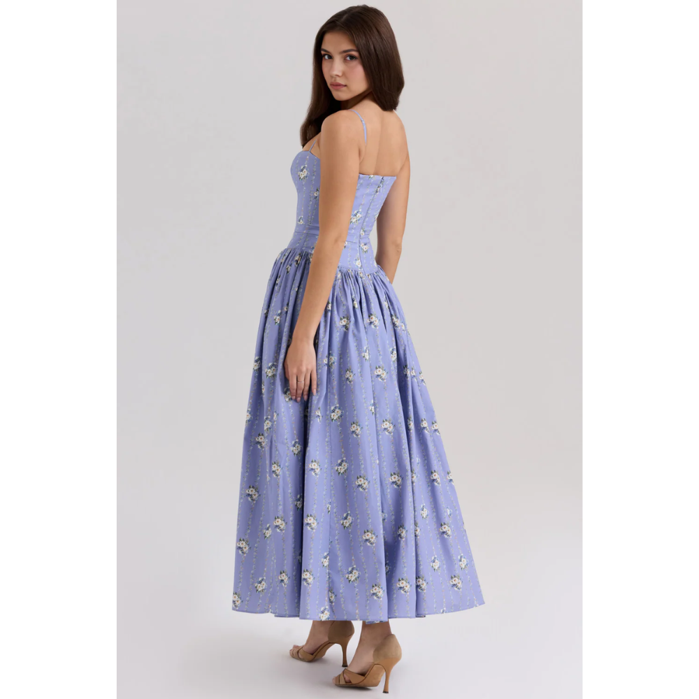 Zelda Printed Corset Midi Dress