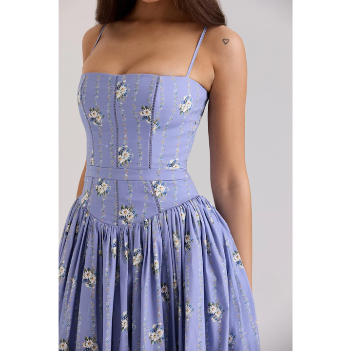 Zelda Printed Corset Midi Dress