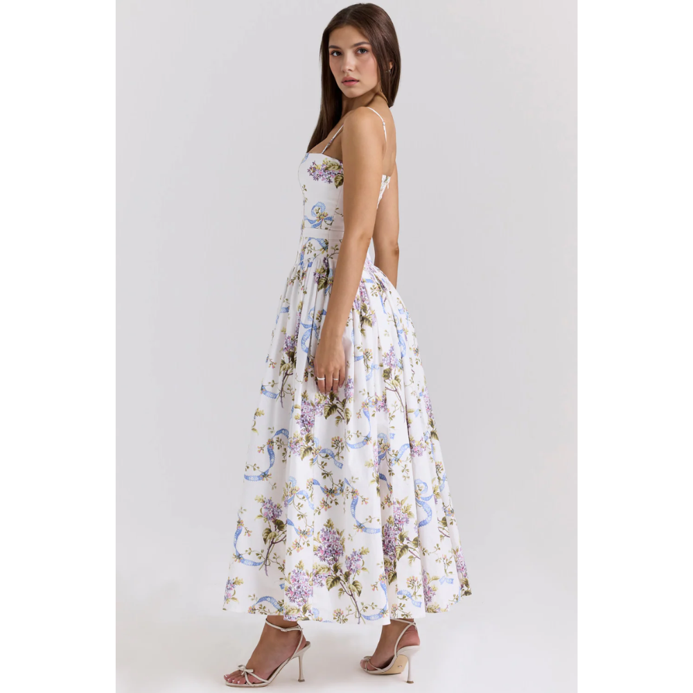 Zelda Printed Corset Midi Dress
